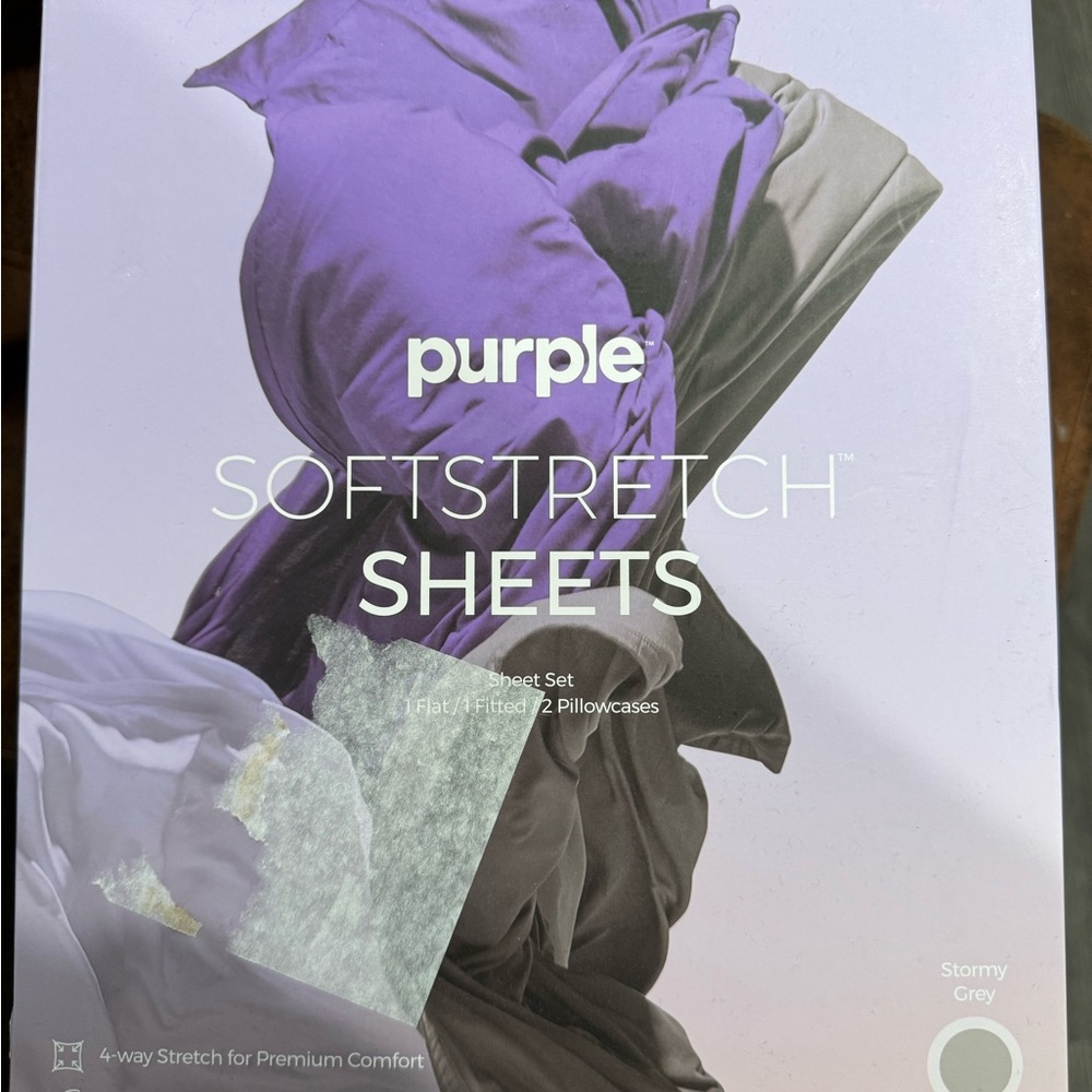 Purple SoftStretch Bedding Sheets - Gray